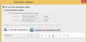 Automatic reply dialog box