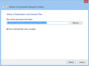 Select folder for extracted files