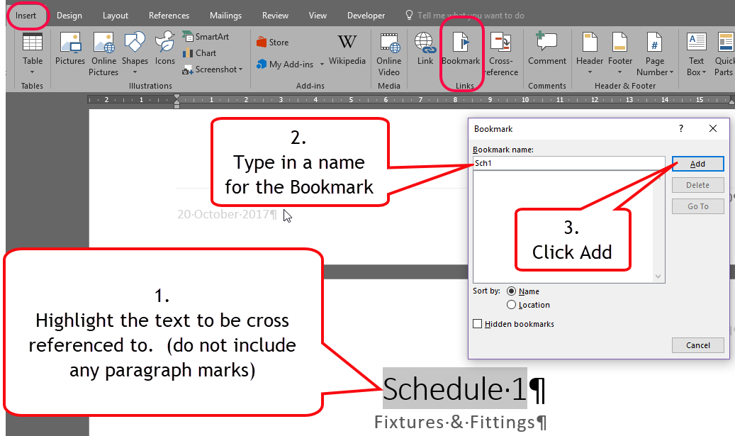 MS Word Bookmarks Fusion IT