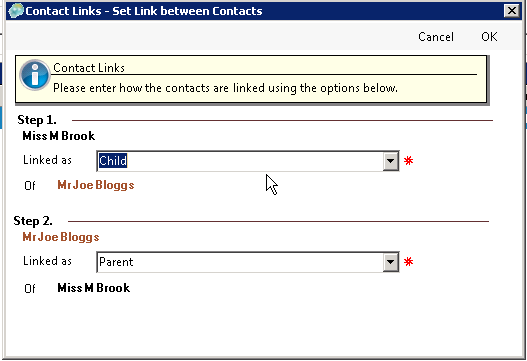 MatterSphere (v7.2) - Link Contacts contact link type