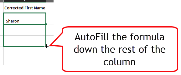 Excel - Producing Consistent Data - 6 Correcting Formatting with Formula Formula Autofill 1