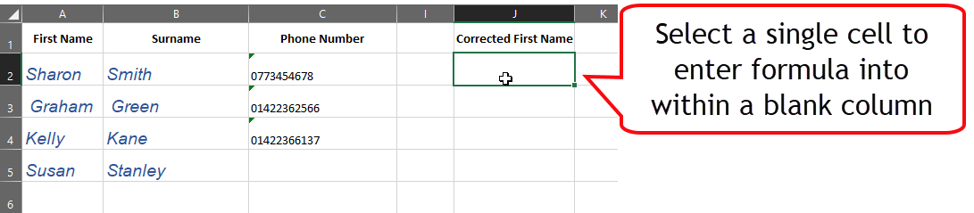 Excel - Producing Consistent Data - 6 Correcting Formatting with Formula format formula